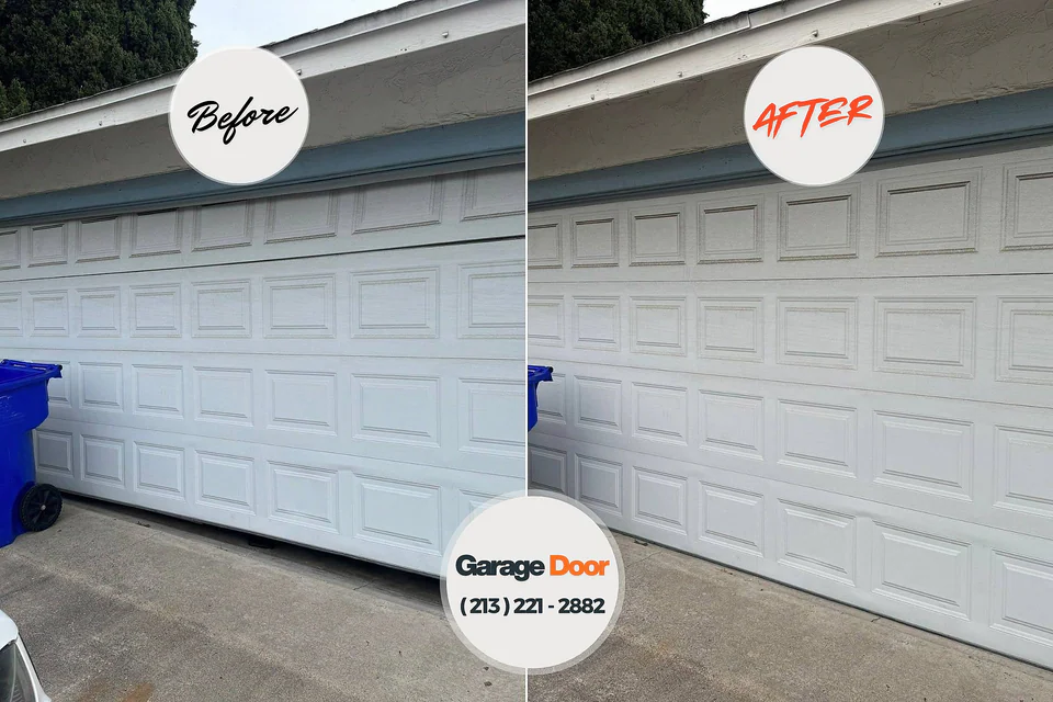 Before and after: garage door repair Amelia, LA